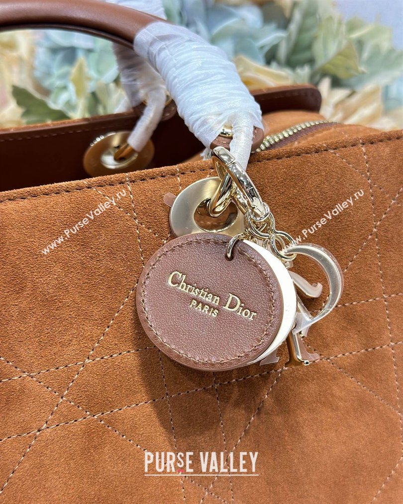 Dior Lady Dior Large Top Handle Bag in Cannage Suede Brown 2026 1441L (BF-260124058)