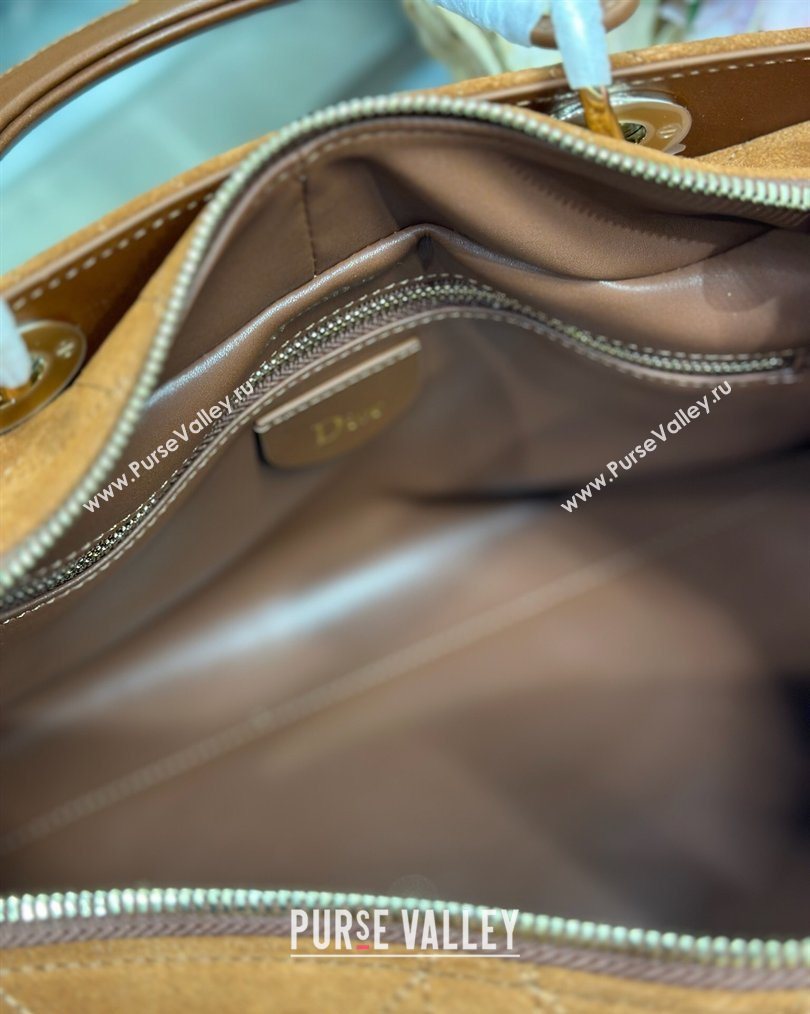 Dior Lady Dior Large Top Handle Bag in Cannage Suede Brown 2026 1441L (BF-260124058)