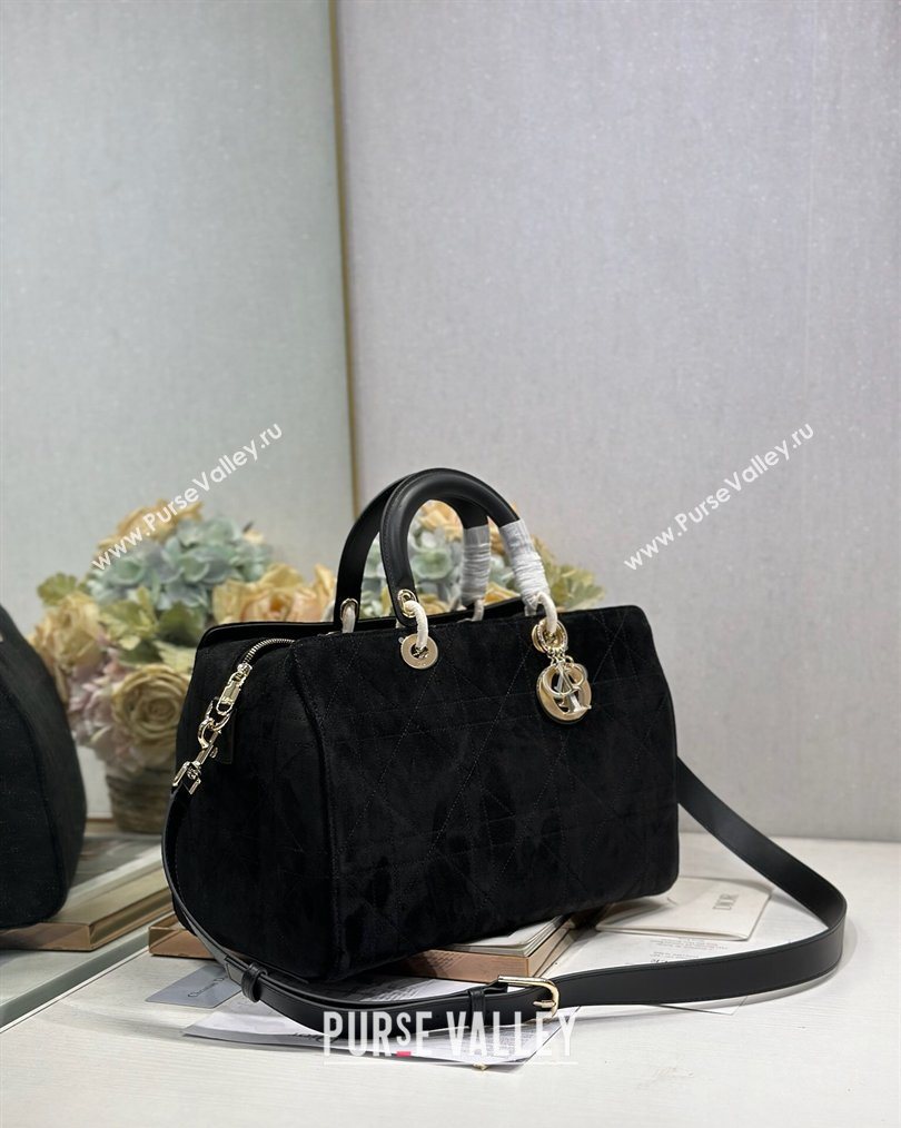 Dior Lady Dior Large Top Handle Bag in Cannage Suede Black 2026 1441L (BF-260124059)