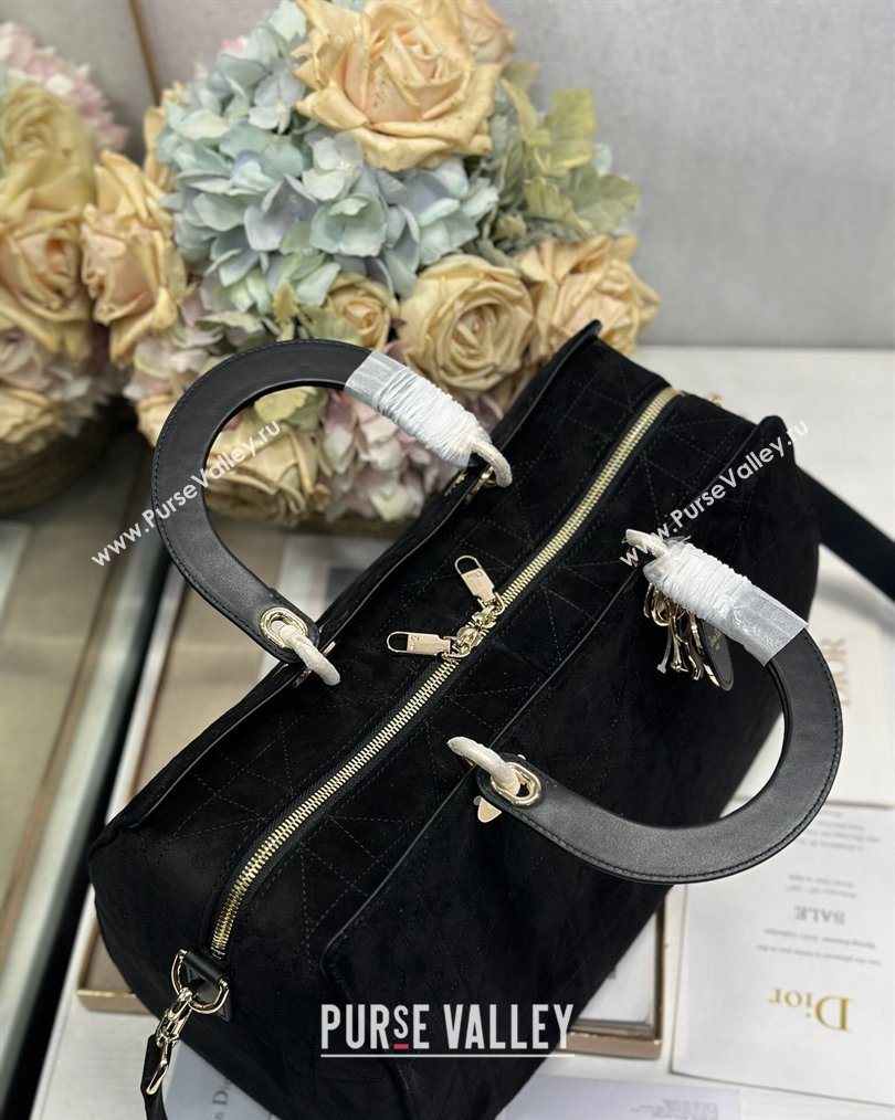 Dior Lady Dior Large Top Handle Bag in Cannage Suede Black 2026 1441L (BF-260124059)