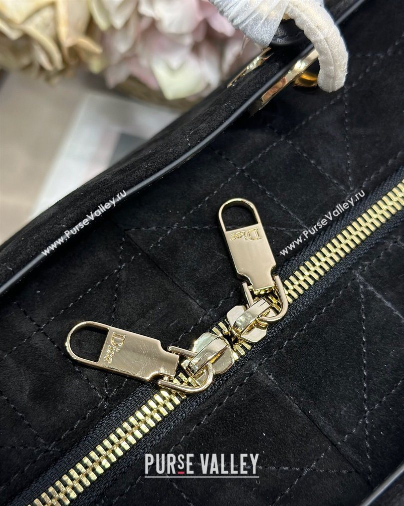 Dior Lady Dior Large Top Handle Bag in Cannage Suede Black 2026 1441L (BF-260124059)