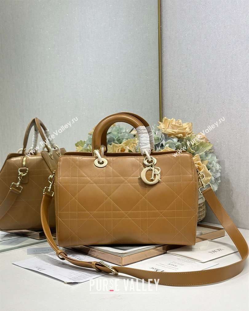 Dior Lady Dior Large Top Handle Bag in Cannage Smooth Leather Apricot 2026 1441L (BF-260124060)