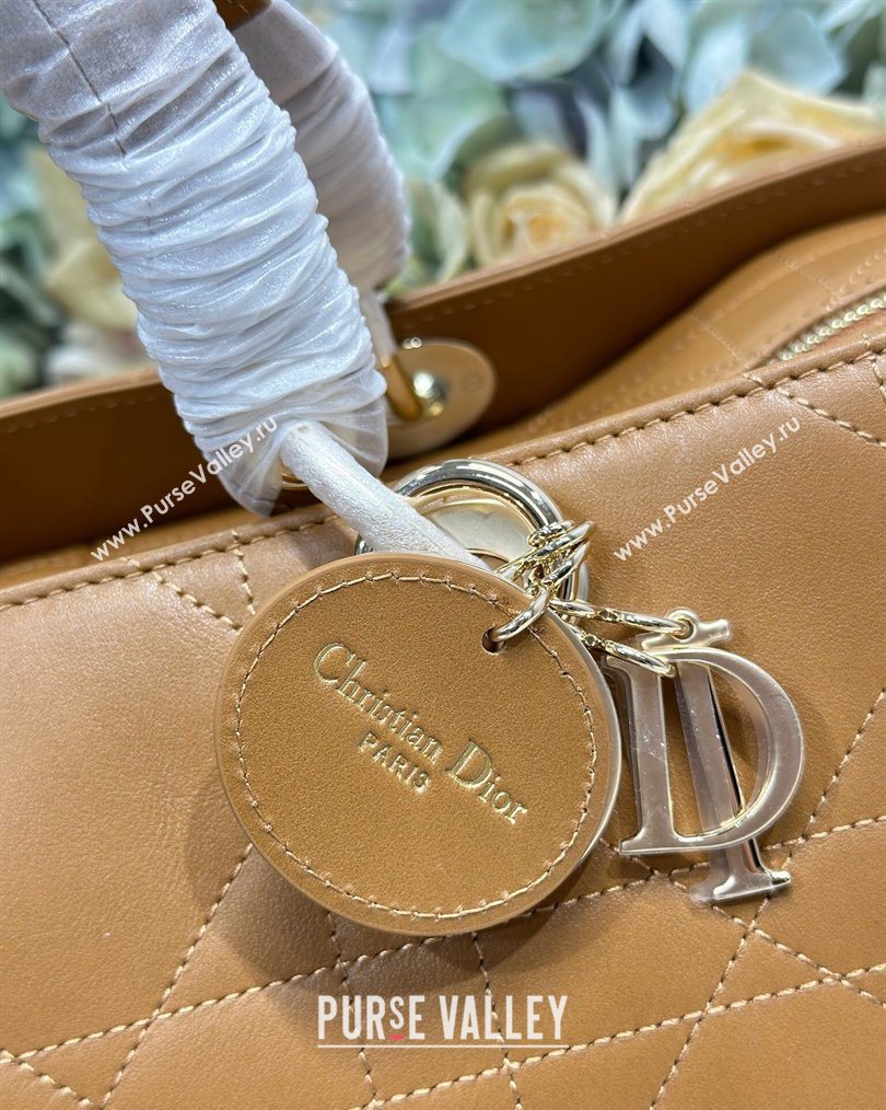Dior Lady Dior Large Top Handle Bag in Cannage Smooth Leather Apricot 2026 1441L (BF-260124060)