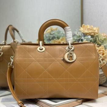 Dior Lady Dior Large Top Handle Bag in Cannage Smooth Leather Apricot 2026 1441L (BF-260124060)