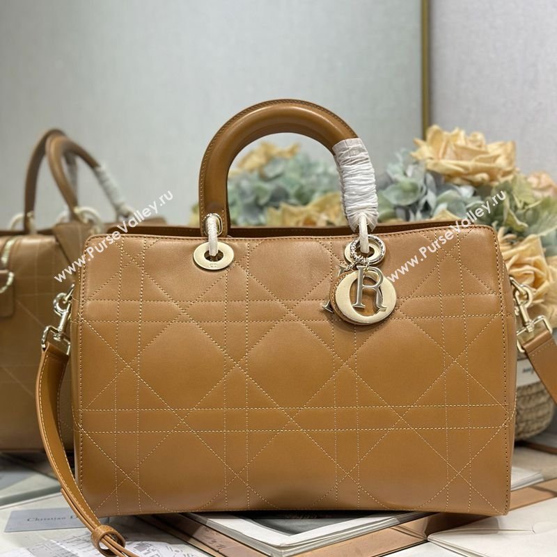 Dior Lady Dior Large Top Handle Bag in Cannage Smooth Leather Apricot 2026 1441L (BF-260124060)