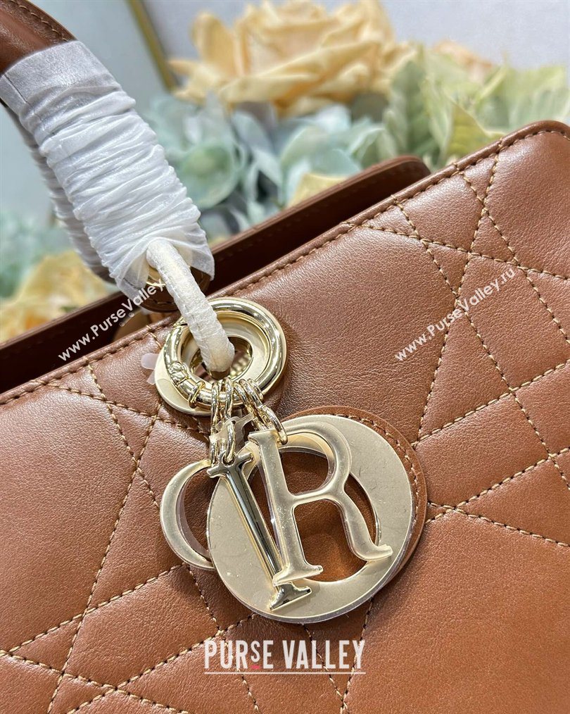 Dior Lady Dior Large Top Handle Bag in Cannage Smooth Leather Brown 2026 1441L (BF-260124061)