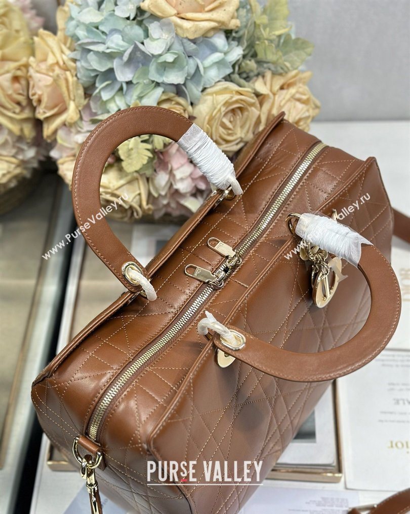 Dior Lady Dior Large Top Handle Bag in Cannage Smooth Leather Brown 2026 1441L (BF-260124061)