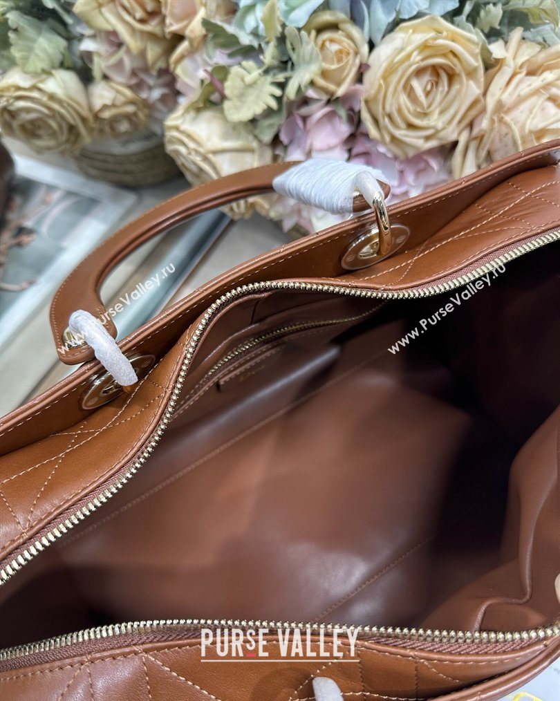 Dior Lady Dior Large Top Handle Bag in Cannage Smooth Leather Brown 2026 1441L (BF-260124061)