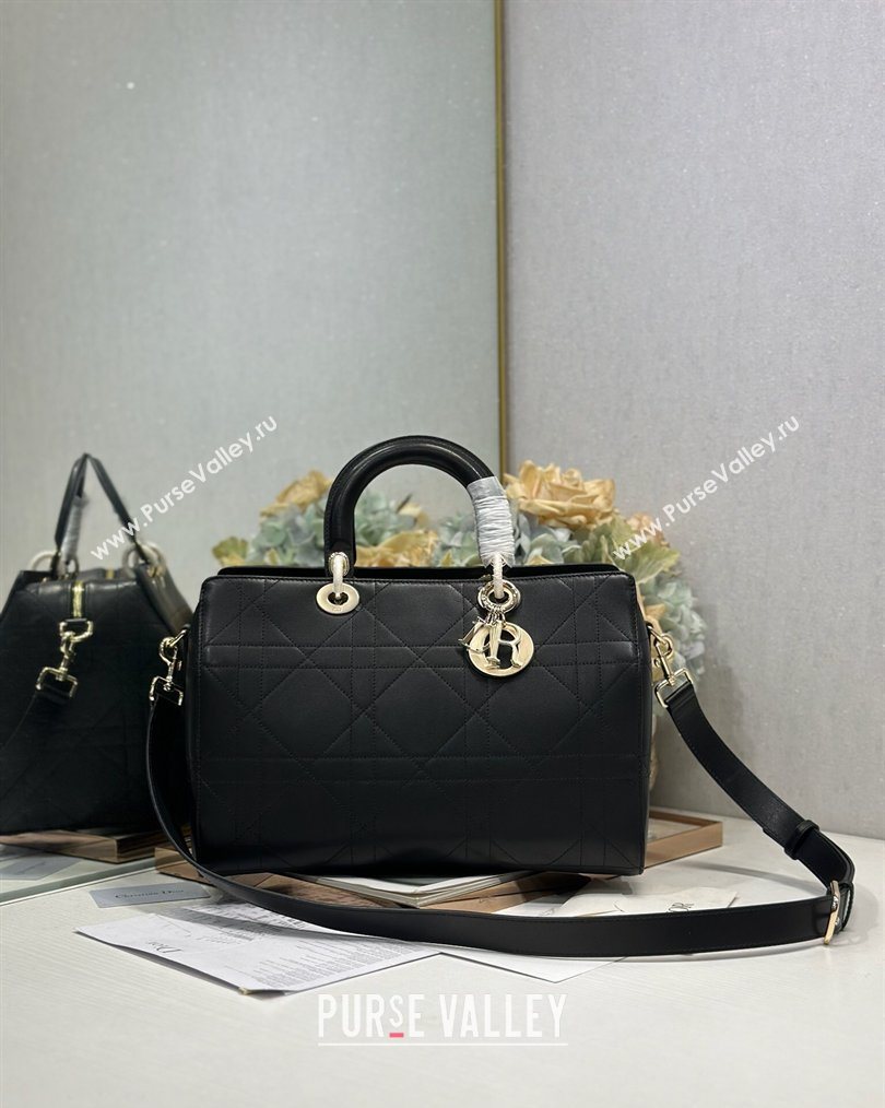 Dior Lady Dior Large Top Handle Bag in Cannage Smooth Leather Black 2026 1441L (BF-260124062)