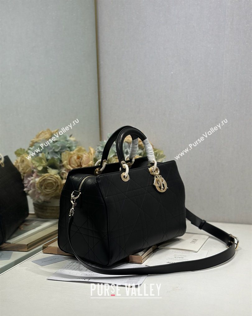 Dior Lady Dior Large Top Handle Bag in Cannage Smooth Leather Black 2026 1441L (BF-260124062)