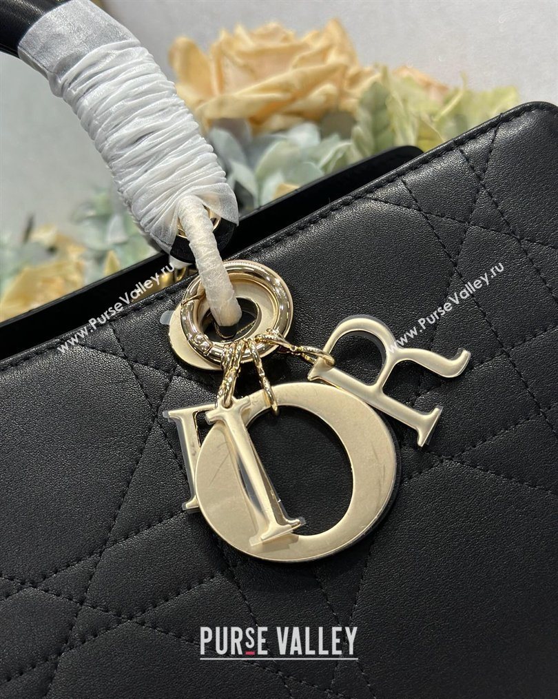 Dior Lady Dior Large Top Handle Bag in Cannage Smooth Leather Black 2026 1441L (BF-260124062)