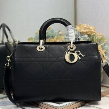 Dior Lady Dior Large Top Handle Bag in Cannage Smooth Leather Black 2026 1441L (BF-260124062)