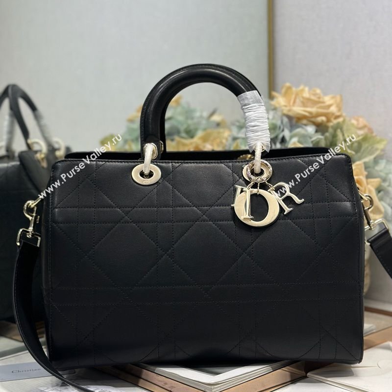 Dior Lady Dior Large Top Handle Bag in Cannage Smooth Leather Black 2026 1441L (BF-260124062)