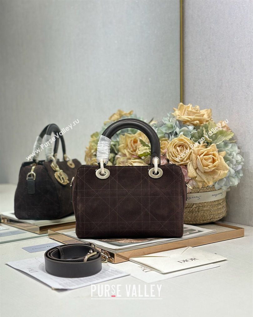 Dior Lady Dior Small Top Handle Bag in Cannage Suede Coffee 2026 1440S (BF-260124063)