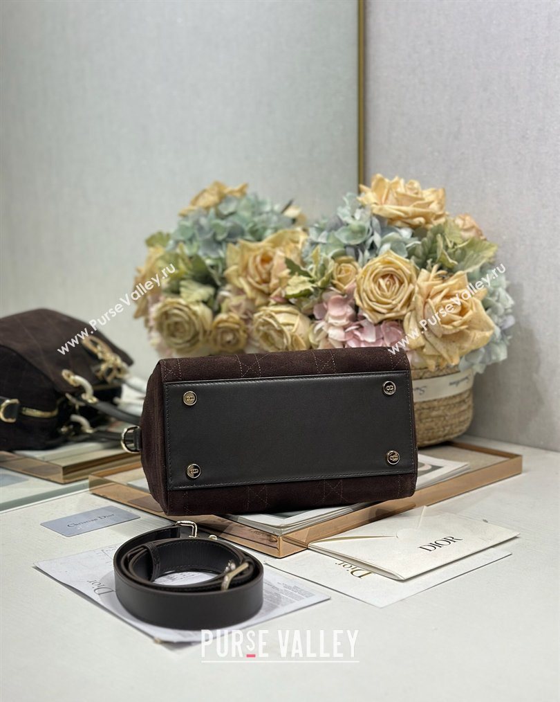 Dior Lady Dior Small Top Handle Bag in Cannage Suede Coffee 2026 1440S (BF-260124063)