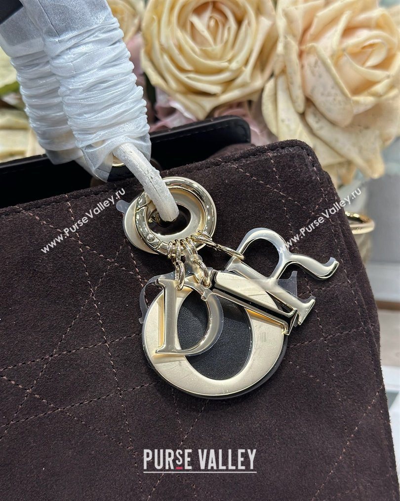 Dior Lady Dior Small Top Handle Bag in Cannage Suede Coffee 2026 1440S (BF-260124063)
