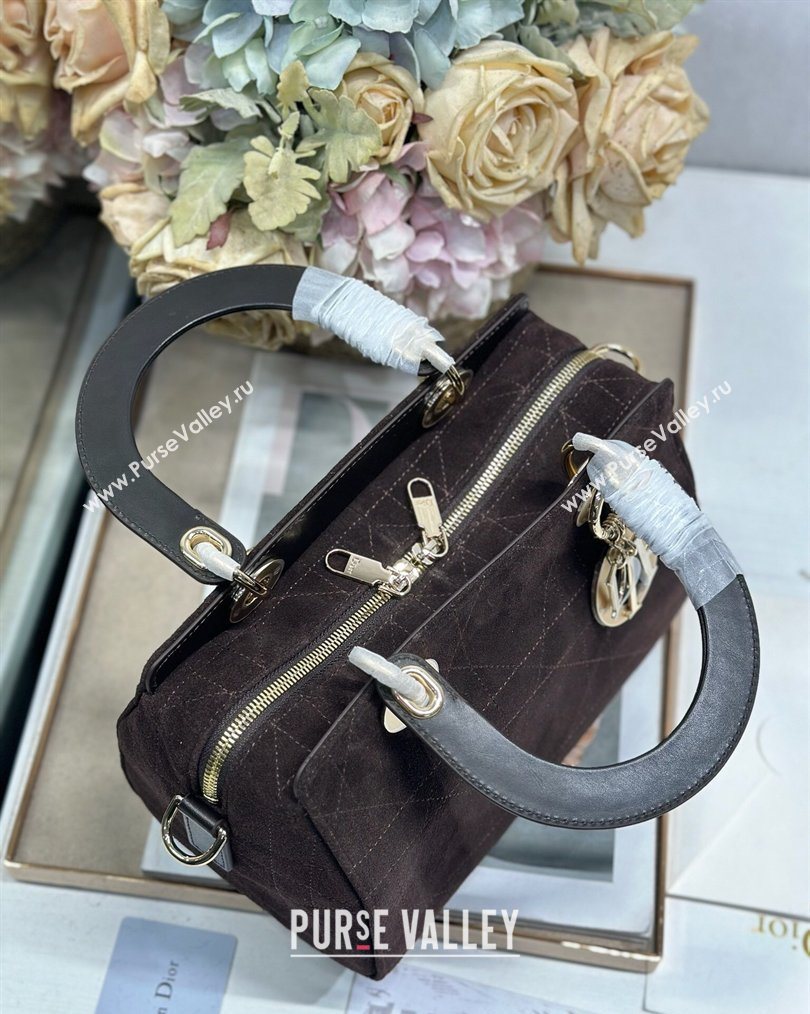 Dior Lady Dior Small Top Handle Bag in Cannage Suede Coffee 2026 1440S (BF-260124063)