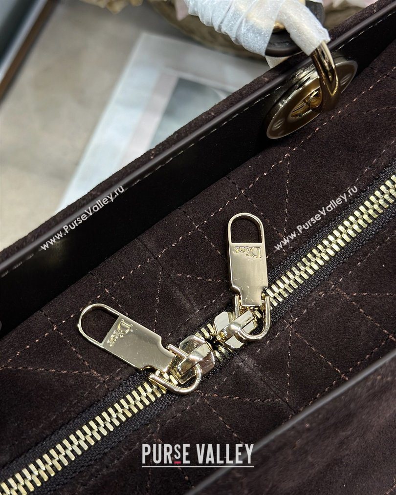 Dior Lady Dior Small Top Handle Bag in Cannage Suede Coffee 2026 1440S (BF-260124063)