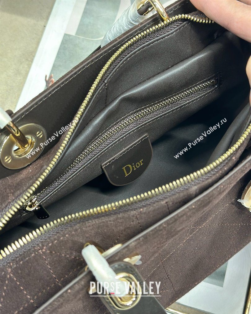Dior Lady Dior Small Top Handle Bag in Cannage Suede Coffee 2026 1440S (BF-260124063)