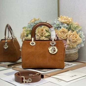 Dior Lady Dior Small Top Handle Bag in Cannage Suede Brown 2026 1440S (BF-260124064)