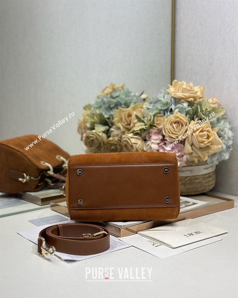 Dior Lady Dior Small Top Handle Bag in Cannage Suede Brown 2026 1440S (BF-260124064)