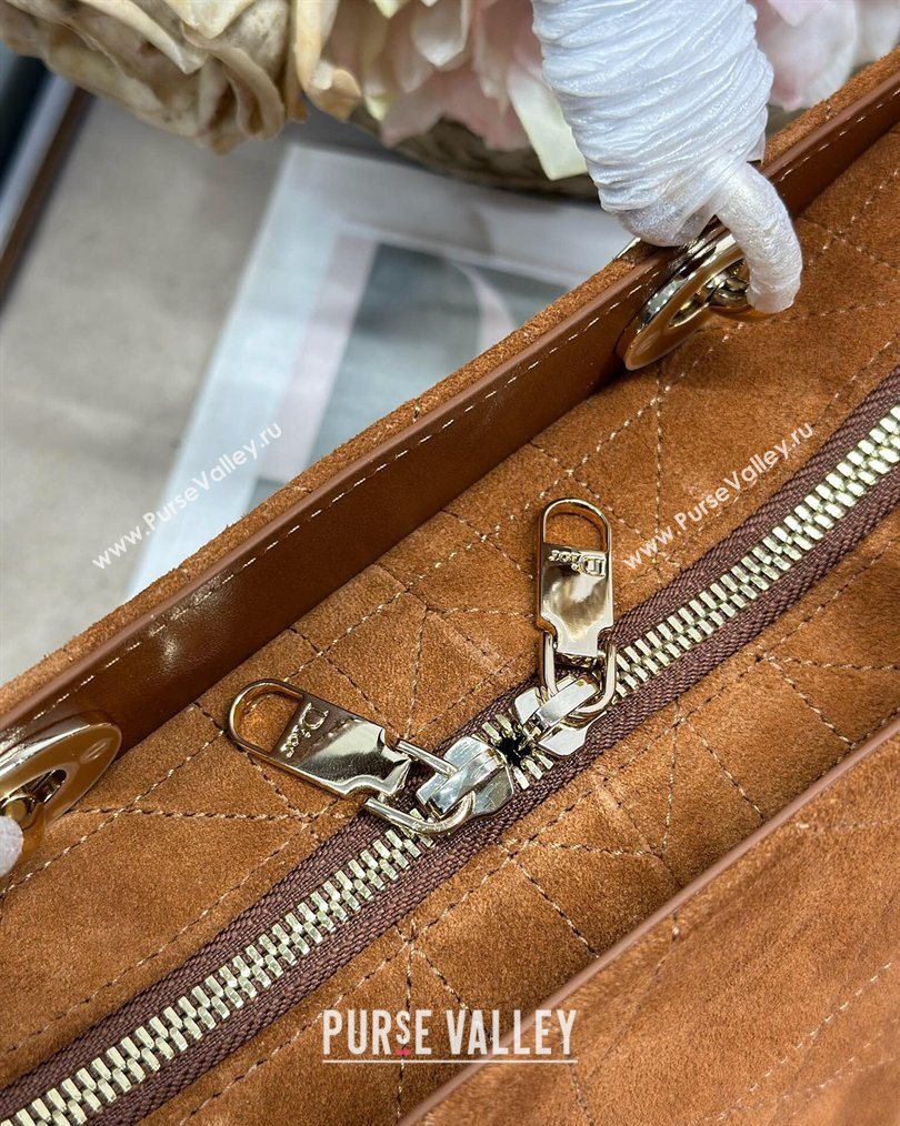 Dior Lady Dior Small Top Handle Bag in Cannage Suede Brown 2026 1440S (BF-260124064)