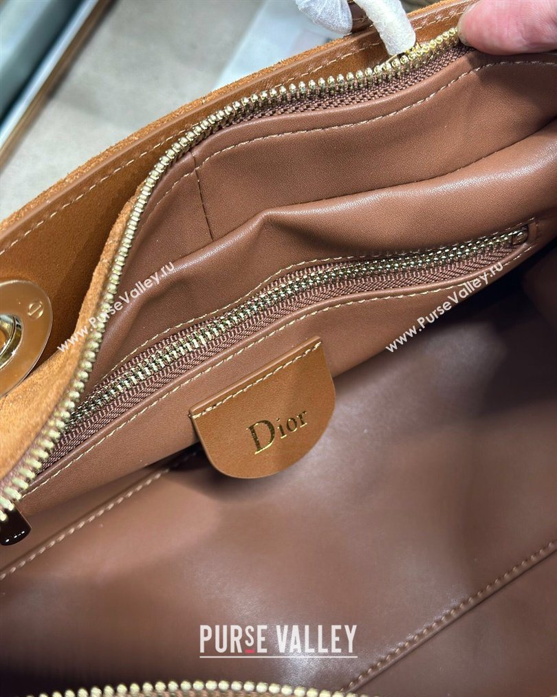 Dior Lady Dior Small Top Handle Bag in Cannage Suede Brown 2026 1440S (BF-260124064)