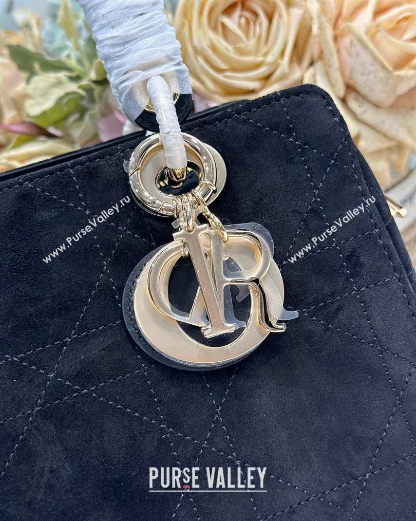 Dior Lady Dior Small Top Handle Bag in Cannage Suede Black 2026 1440S (BF-260124065)