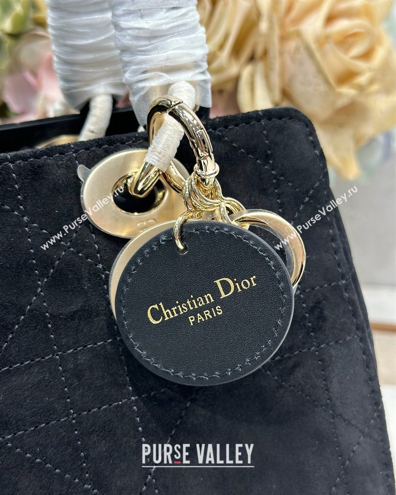 Dior Lady Dior Small Top Handle Bag in Cannage Suede Black 2026 1440S (BF-260124065)