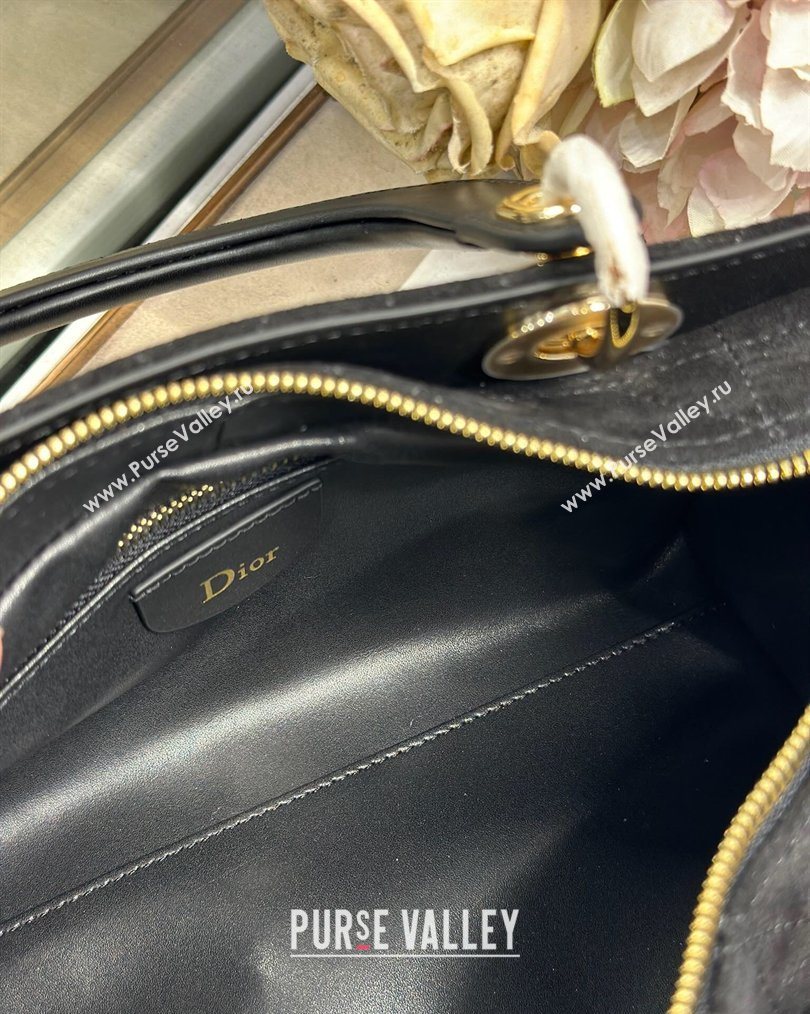 Dior Lady Dior Small Top Handle Bag in Cannage Suede Black 2026 1440S (BF-260124065)