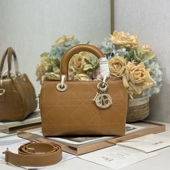 Dior Lady Dior Small Top Handle Bag in Cannage Smooth Leather Apricot 2026 1440S (BF-260124066)