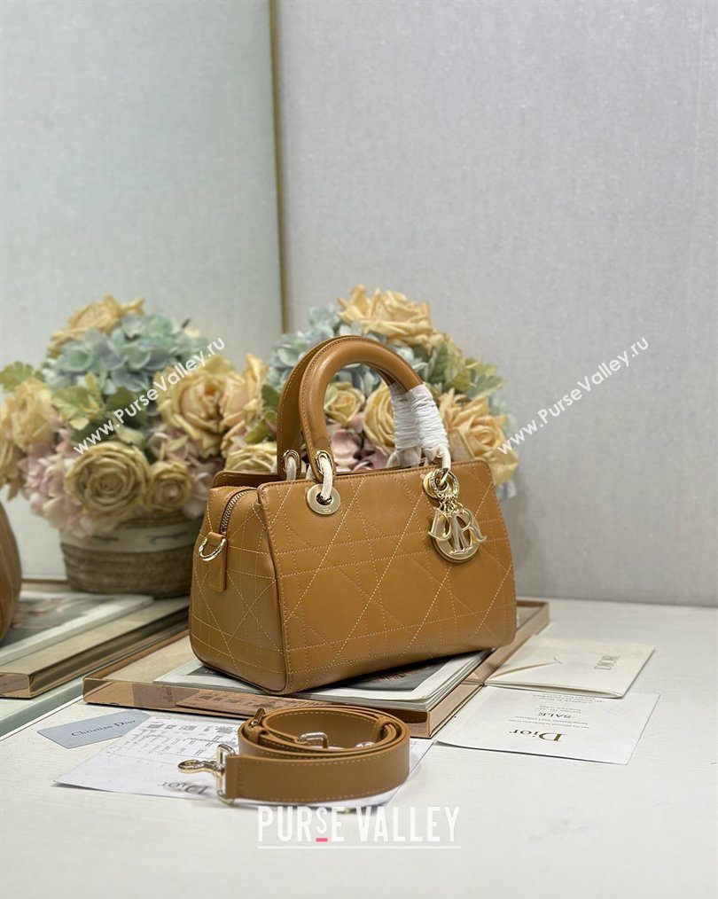 Dior Lady Dior Small Top Handle Bag in Cannage Smooth Leather Apricot 2026 1440S (BF-260124066)