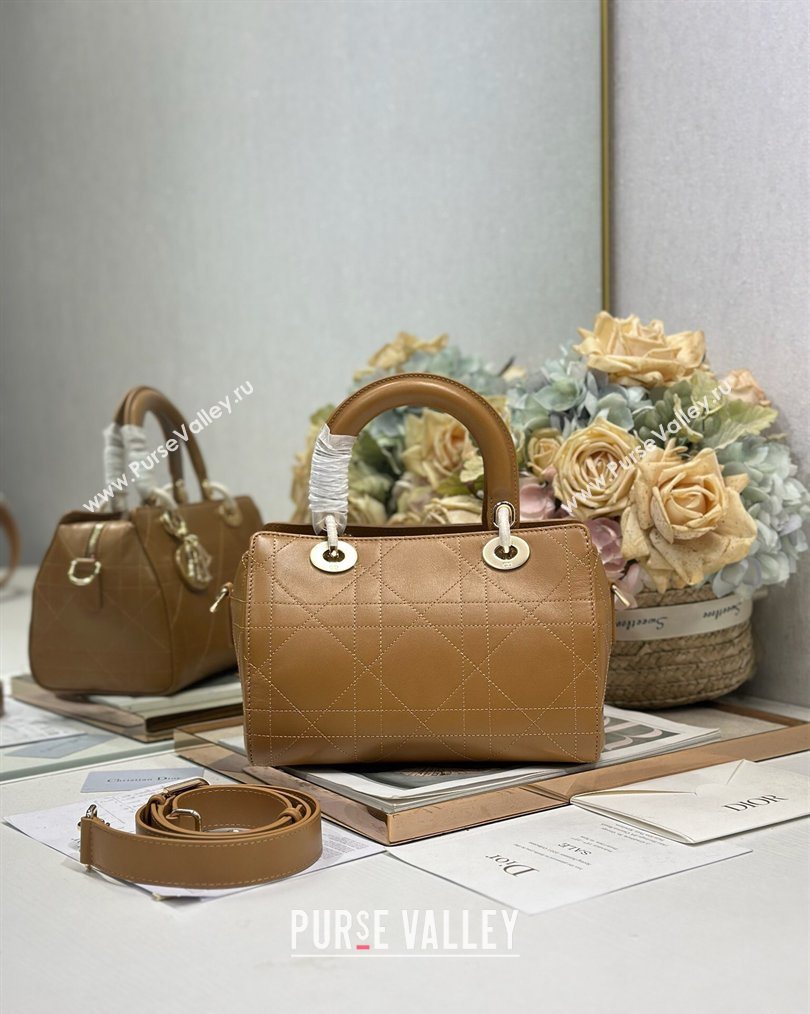 Dior Lady Dior Small Top Handle Bag in Cannage Smooth Leather Apricot 2026 1440S (BF-260124066)