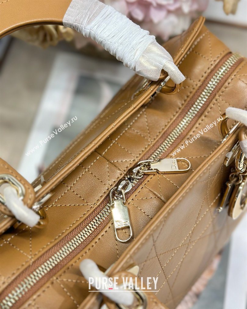 Dior Lady Dior Small Top Handle Bag in Cannage Smooth Leather Apricot 2026 1440S (BF-260124066)