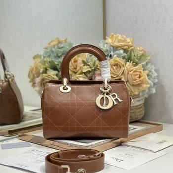 Dior Lady Dior Small Top Handle Bag in Cannage Smooth Leather Brown 2026 1440S (BF-260124067)