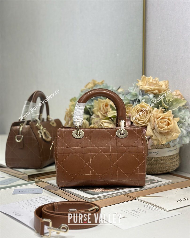 Dior Lady Dior Small Top Handle Bag in Cannage Smooth Leather Brown 2026 1440S (BF-260124067)