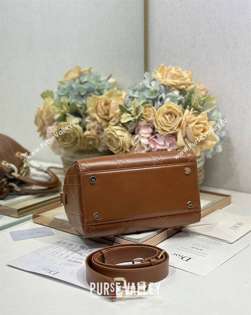 Dior Lady Dior Small Top Handle Bag in Cannage Smooth Leather Brown 2026 1440S (BF-260124067)