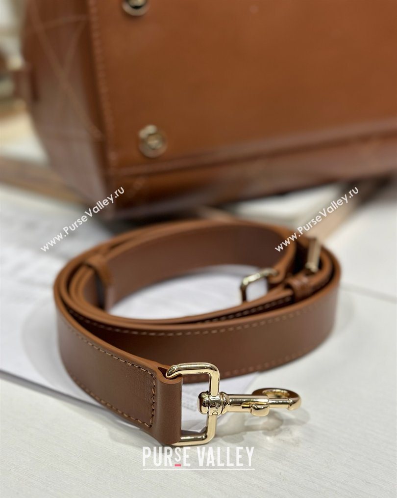 Dior Lady Dior Small Top Handle Bag in Cannage Smooth Leather Brown 2026 1440S (BF-260124067)