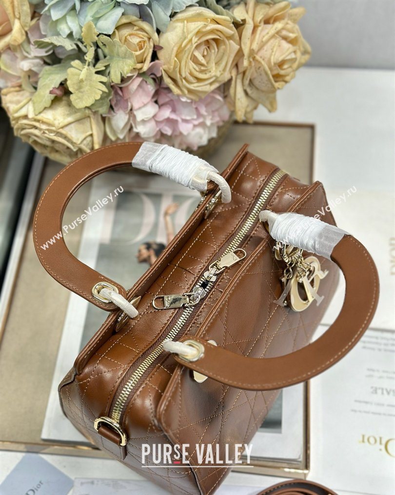 Dior Lady Dior Small Top Handle Bag in Cannage Smooth Leather Brown 2026 1440S (BF-260124067)
