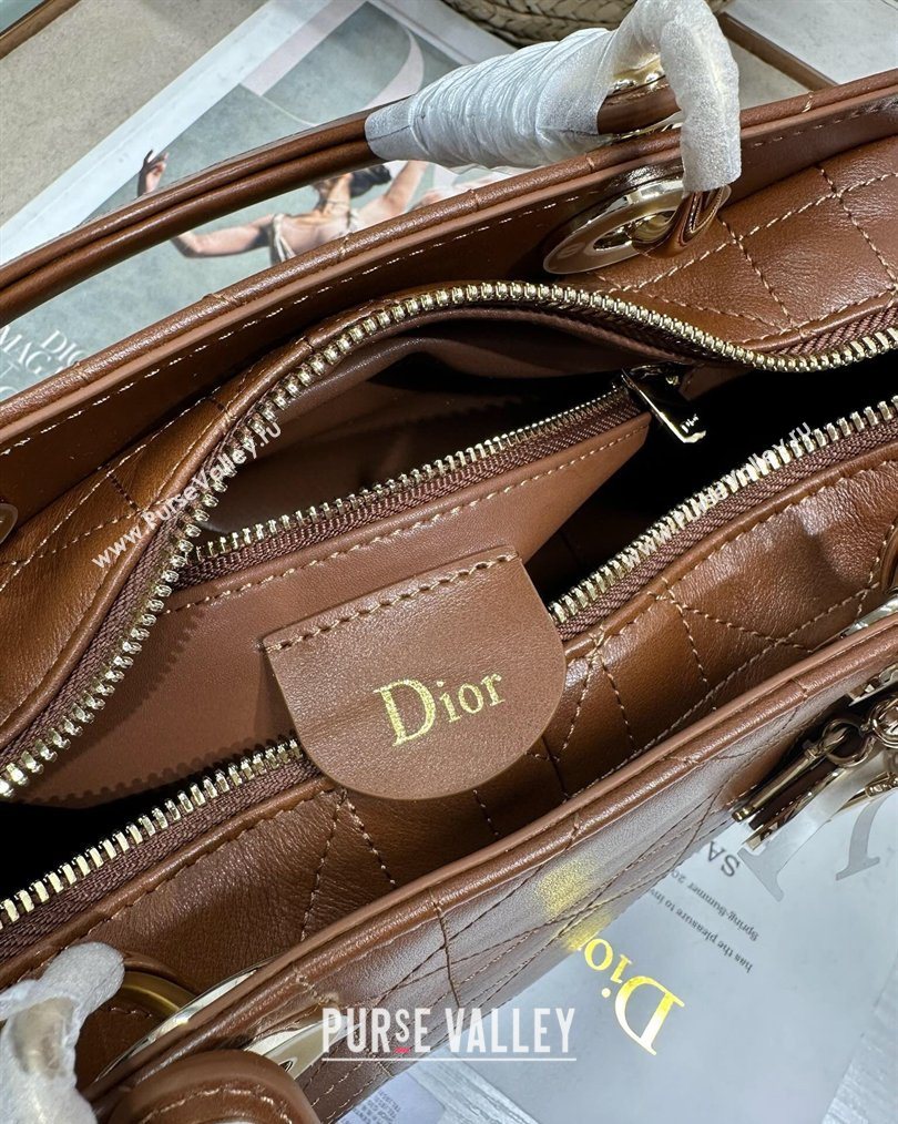 Dior Lady Dior Small Top Handle Bag in Cannage Smooth Leather Brown 2026 1440S (BF-260124067)