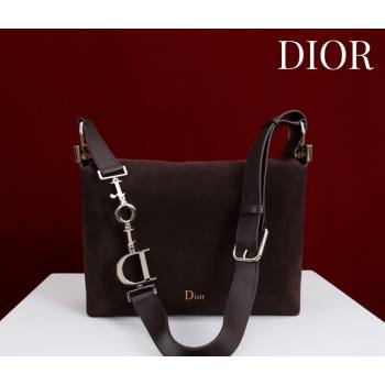 Dior Suede Small Shoulder Bag Dark Brown/Gold 2026 S1411 (XXG-260124007)