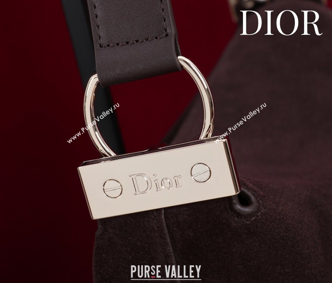 Dior Suede Small Shoulder Bag Dark Brown/Gold 2026 S1411 (XXG-260124007)