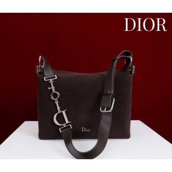 Dior Suede Small Shoulder Bag Dark Brown/Silver 2026 S1411 (XXG-260124008)