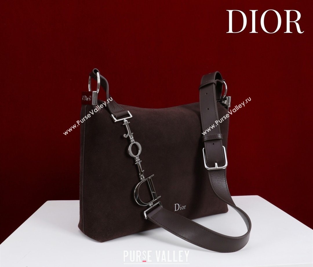 Dior Suede Small Shoulder Bag Dark Brown/Silver 2026 S1411 (XXG-260124008)