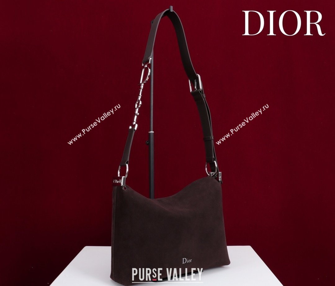 Dior Suede Small Shoulder Bag Dark Brown/Silver 2026 S1411 (XXG-260124008)