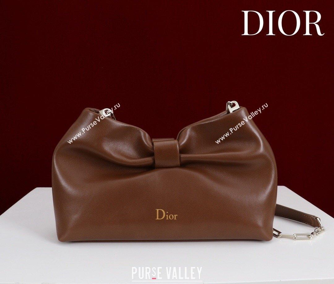 Dior Bow Small Bag in Lambskin Leather Dark Brown 2026 0714S (XXG-260124047)