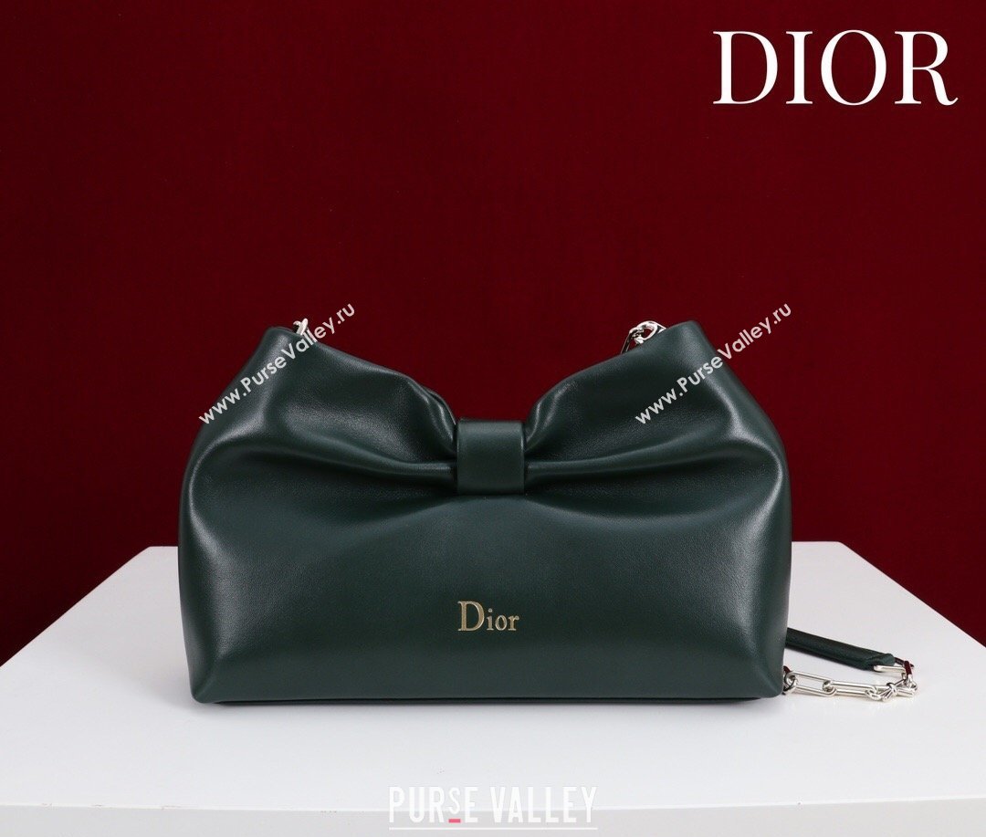 Dior Bow Small Bag in Lambskin Leather Dark Green 2026 0714S (XXG-260124048)