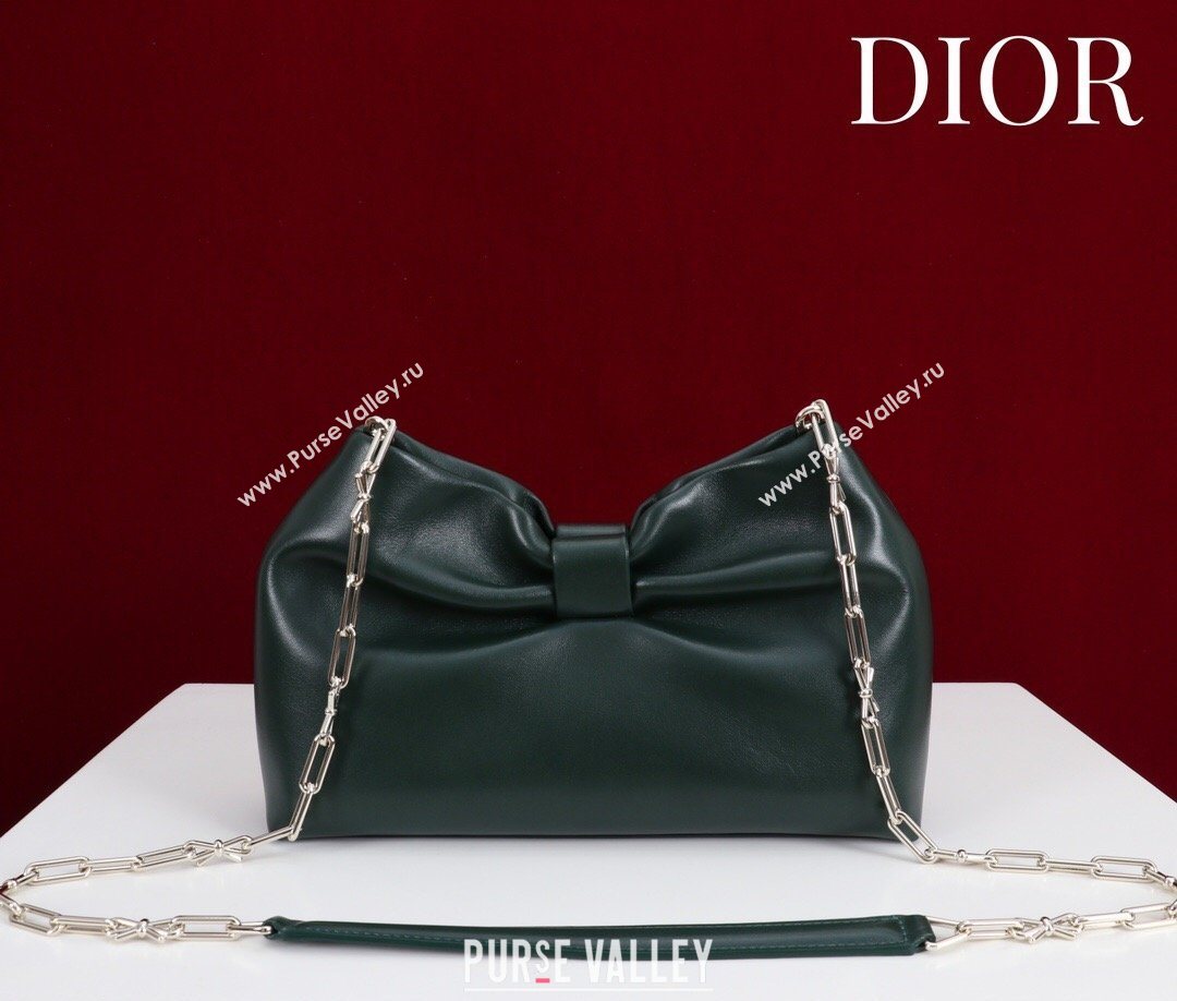 Dior Bow Small Bag in Lambskin Leather Dark Green 2026 0714S (XXG-260124048)