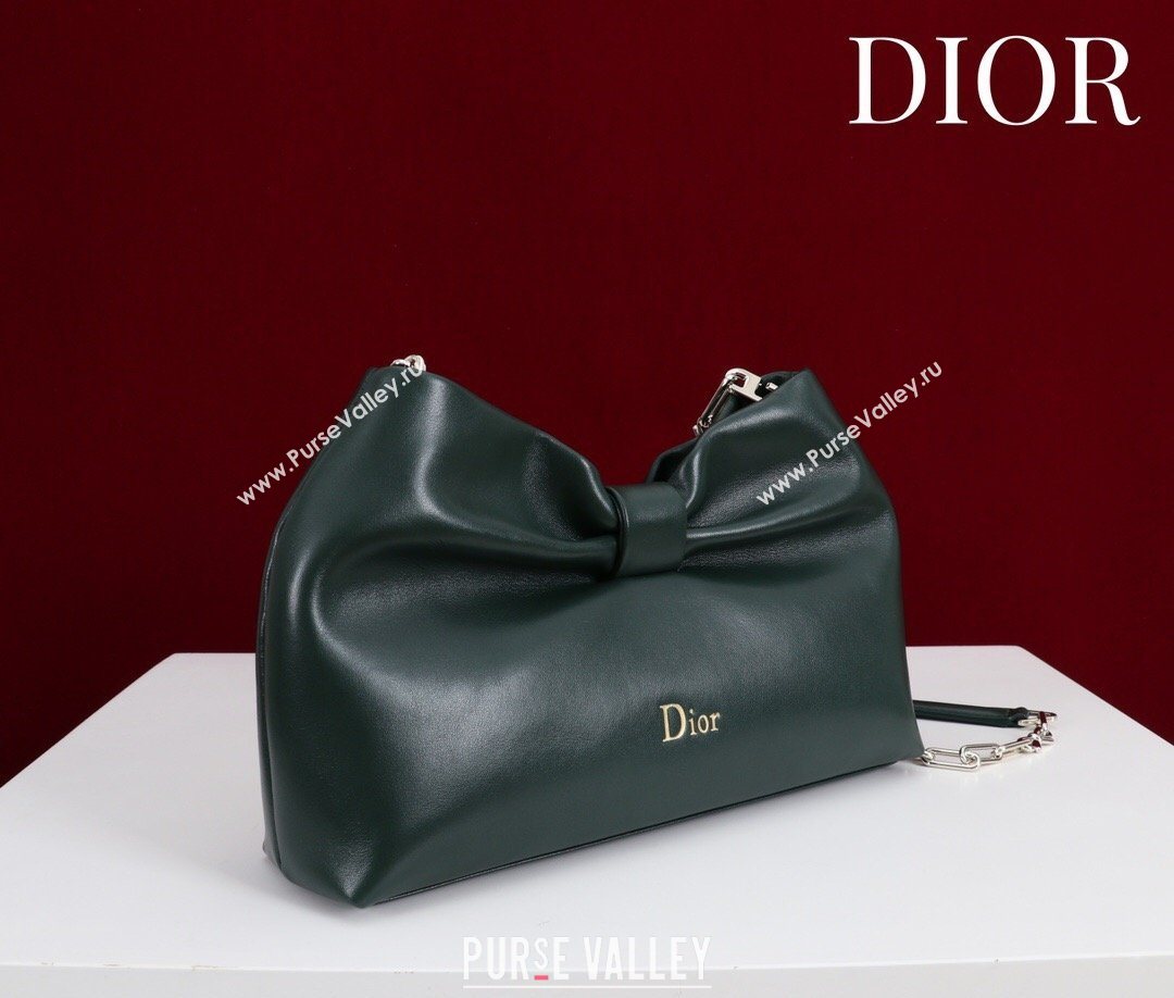 Dior Bow Small Bag in Lambskin Leather Dark Green 2026 0714S (XXG-260124048)