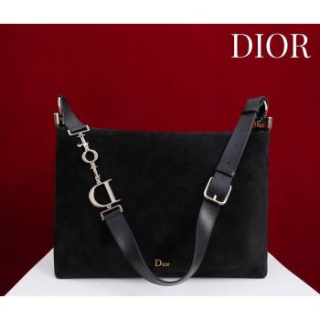 Dior Suede Medium Shoulder Bag Black/Gold 2026 M14142 (XXG-260124011)